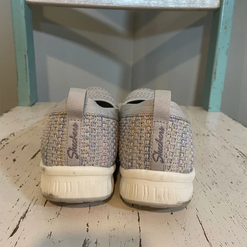 Skechers Womens Air Cooled Sherbert Skies Slip-On Sneakers Grey Multi Woven Sz 8